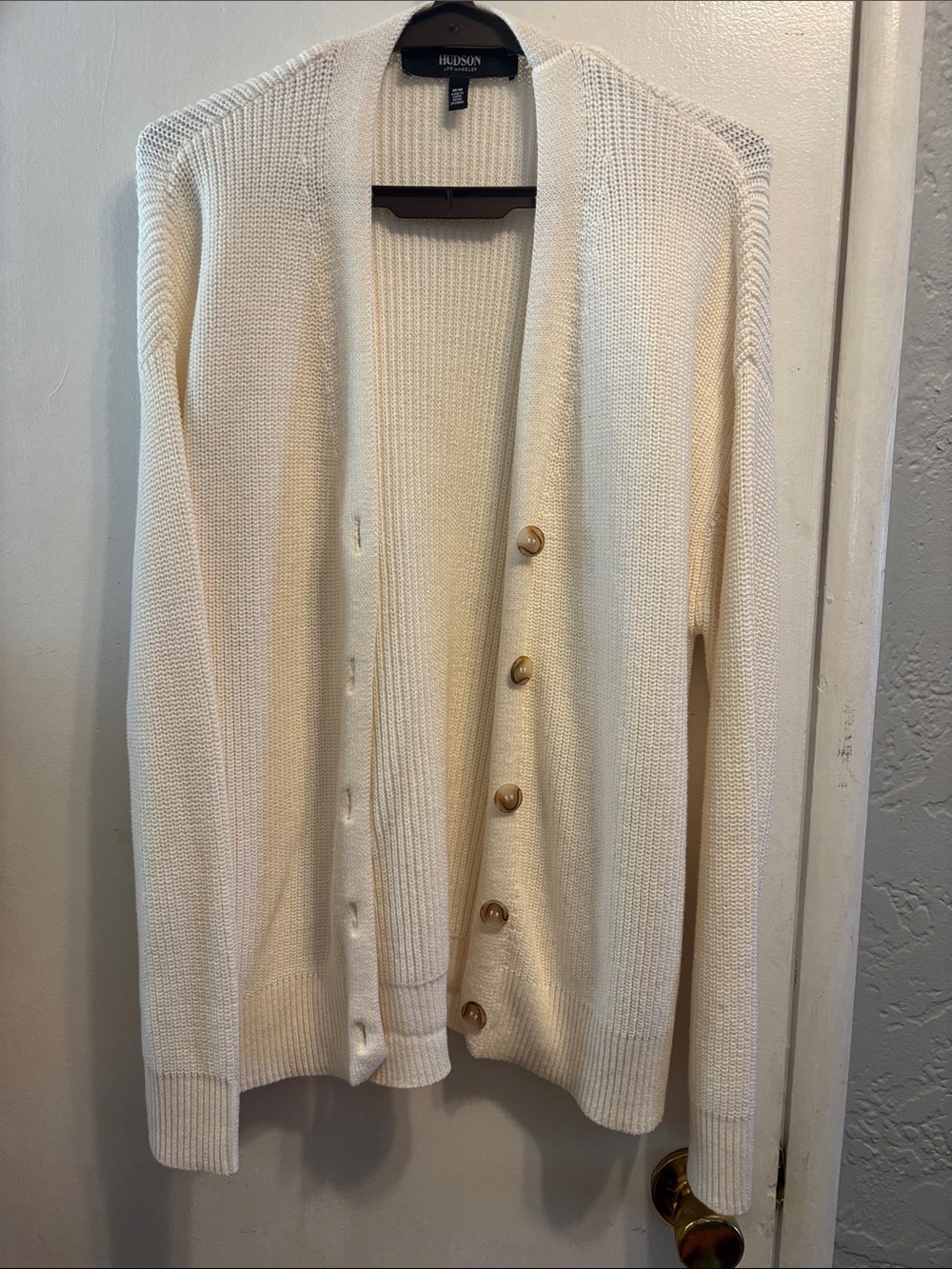Hudson Jeans Cream Button-Front Knit Cardigan with Buttons
